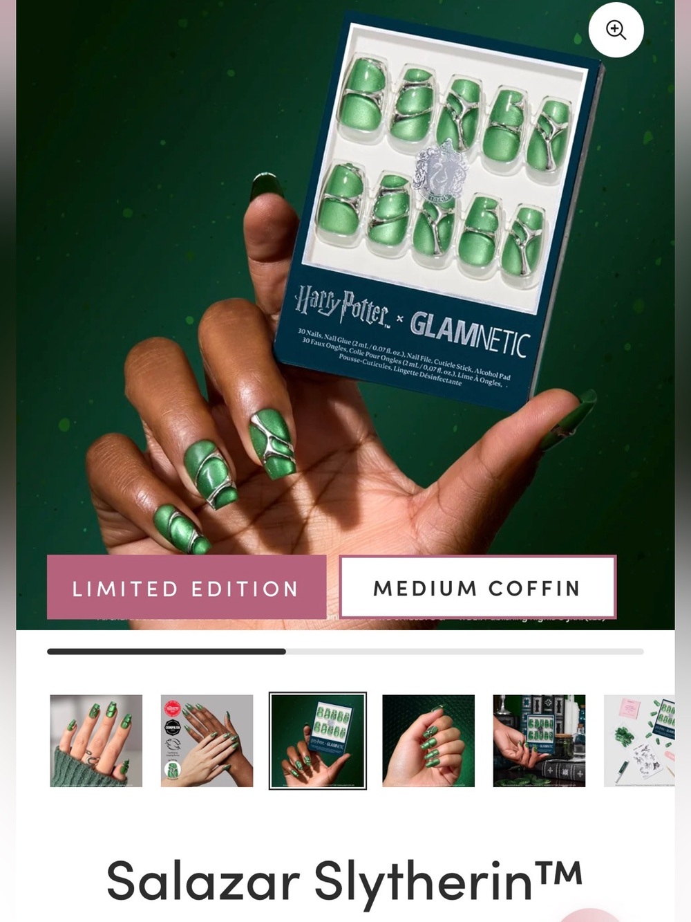Harry Potter x GLAMNETIC Green Slytherin Press-On Nails